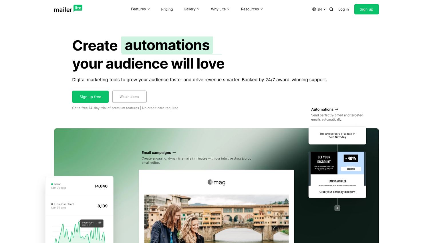 MailerLite homepage