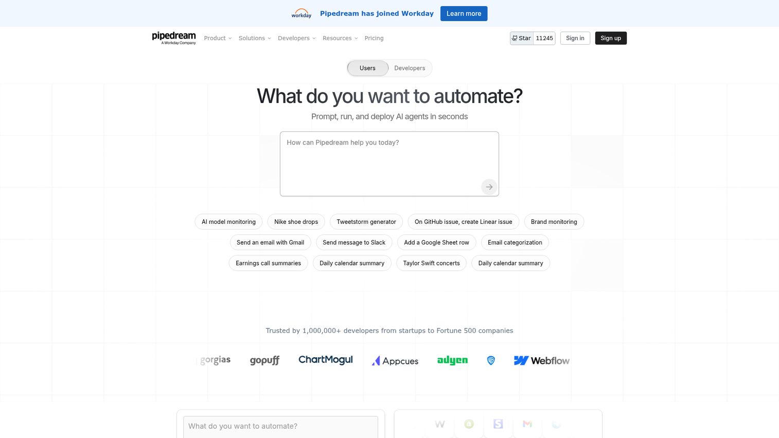 Pipedream homepage