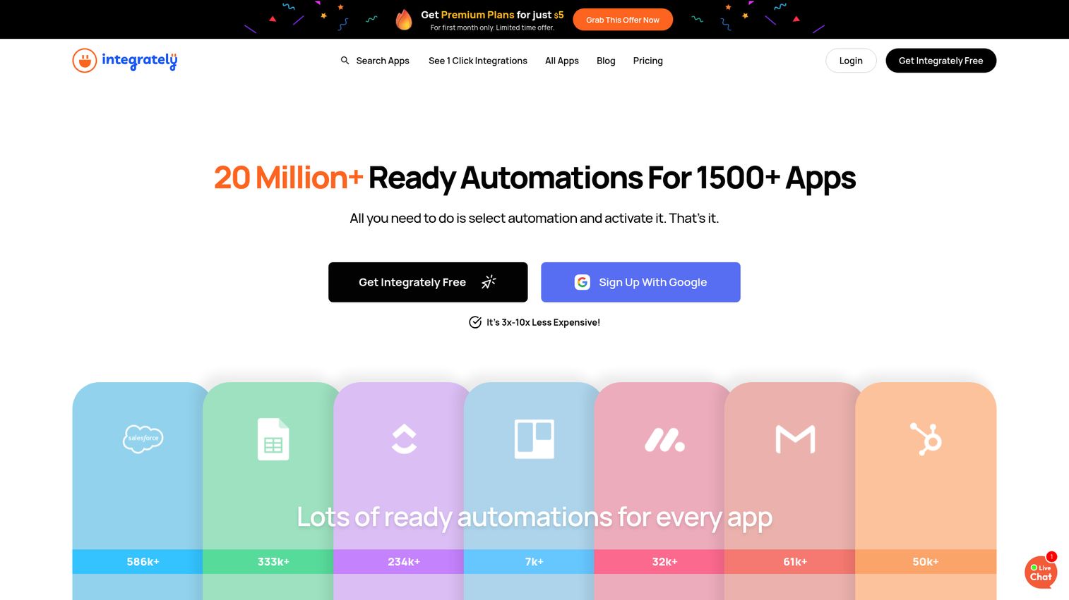 Integrately homepage