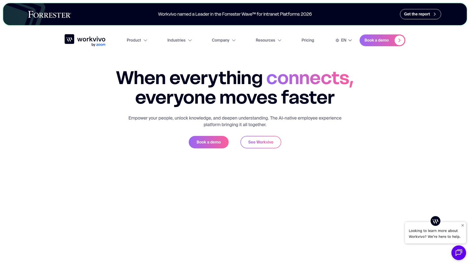 Workvivo homepage