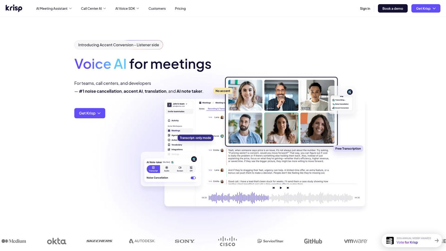 Krisp homepage