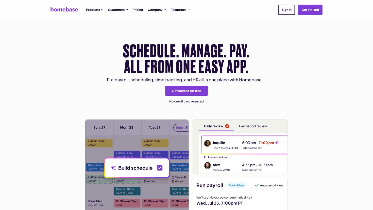 Homebase homepage