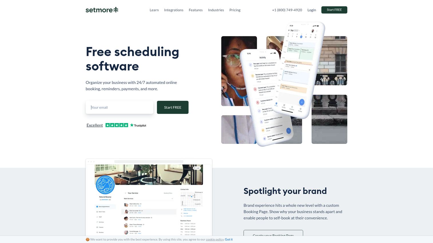 Setmore homepage