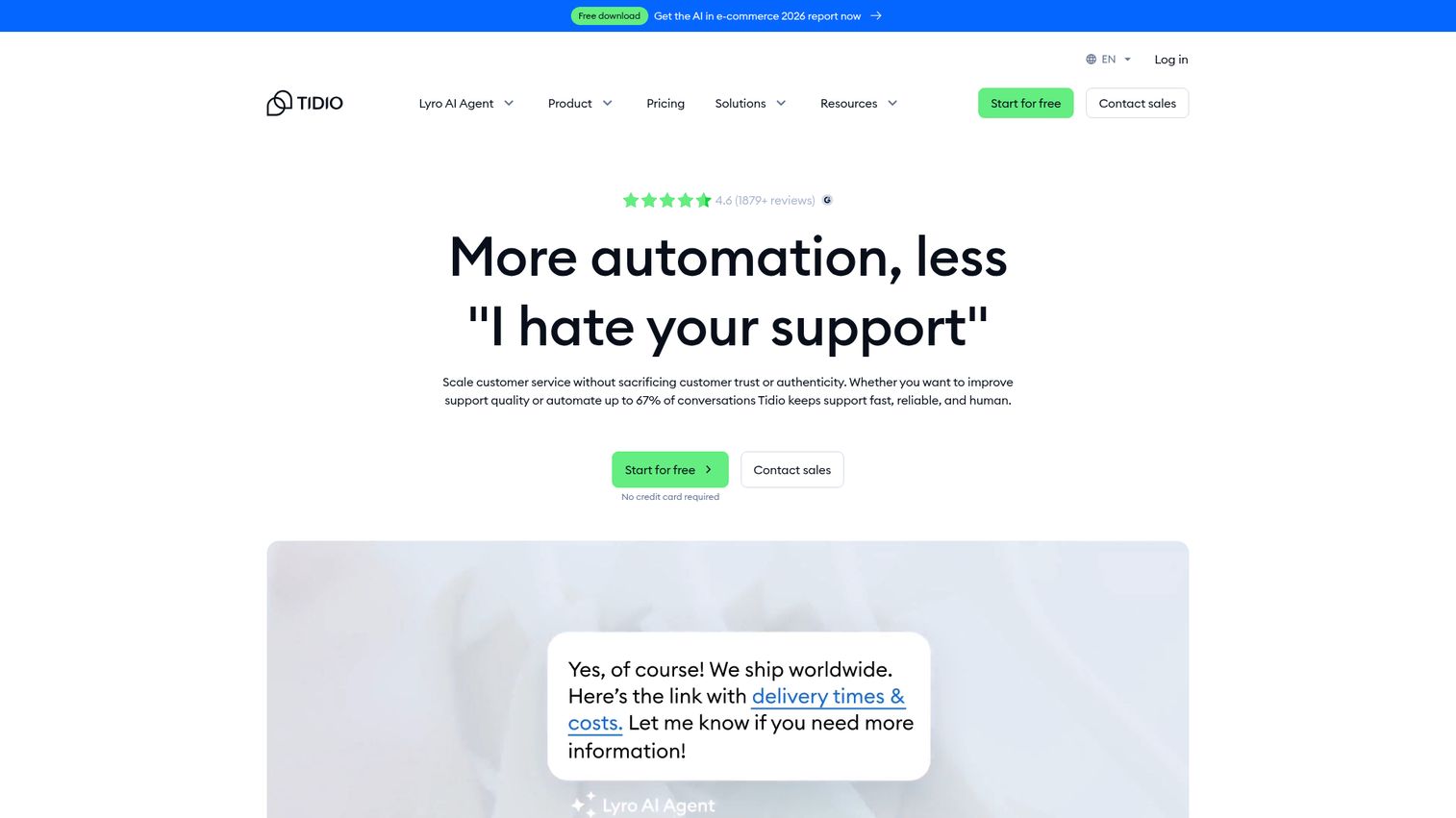 Tidio homepage