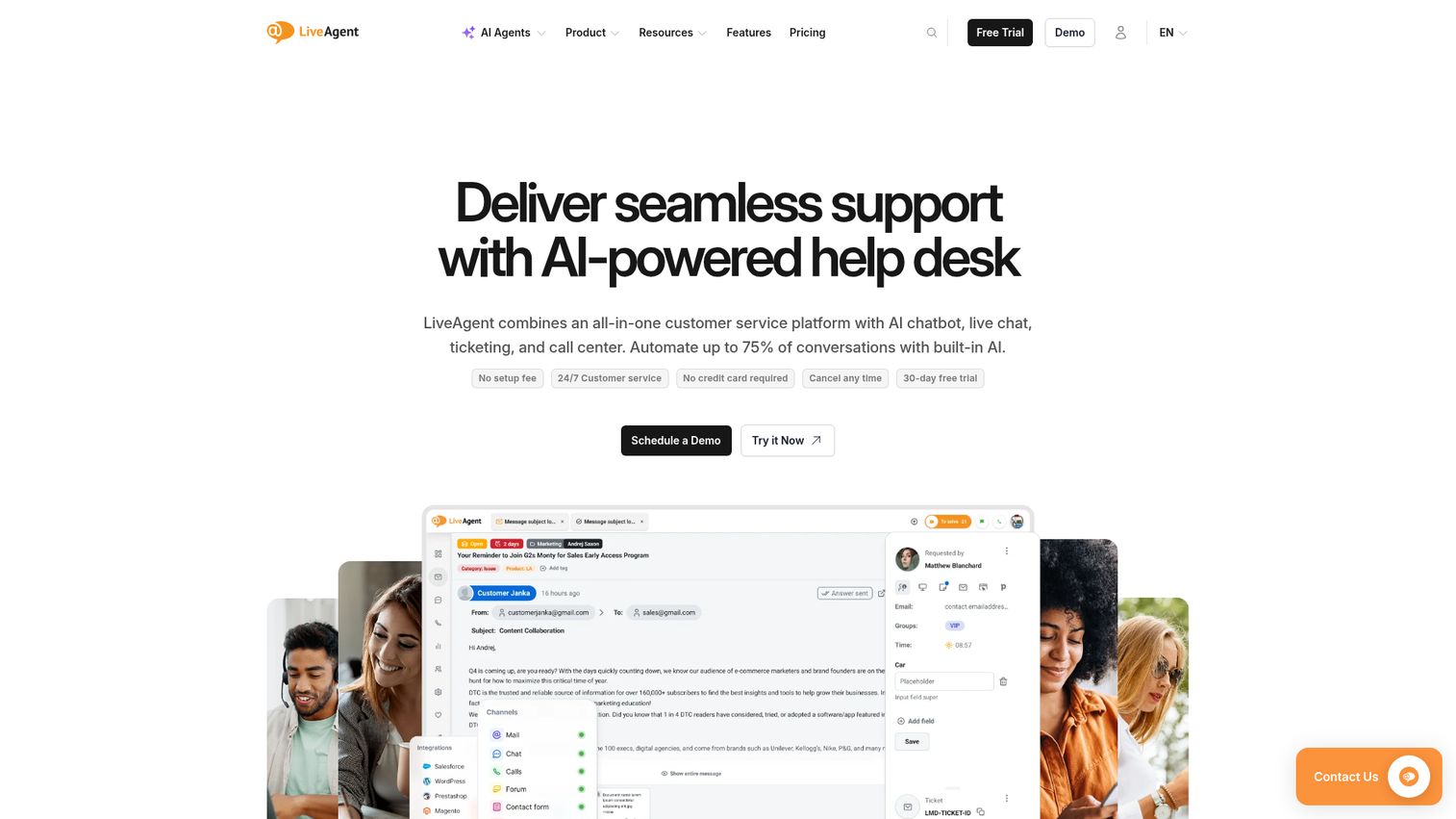 LiveAgent homepage