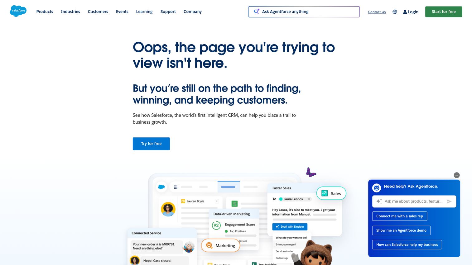Salesforce Service Cloud homepage