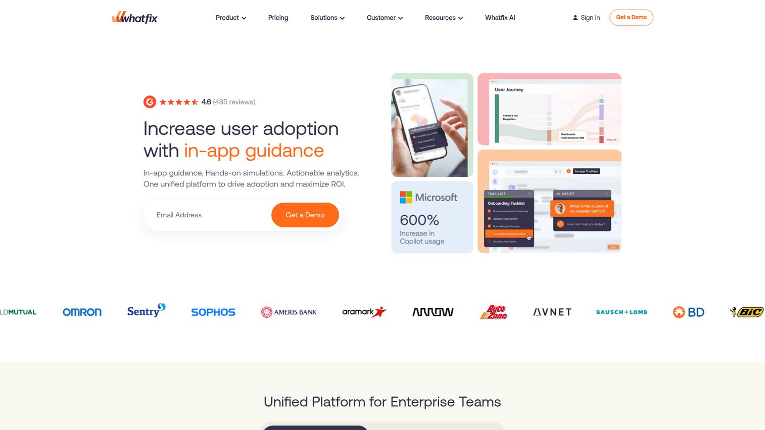 Whatfix homepage