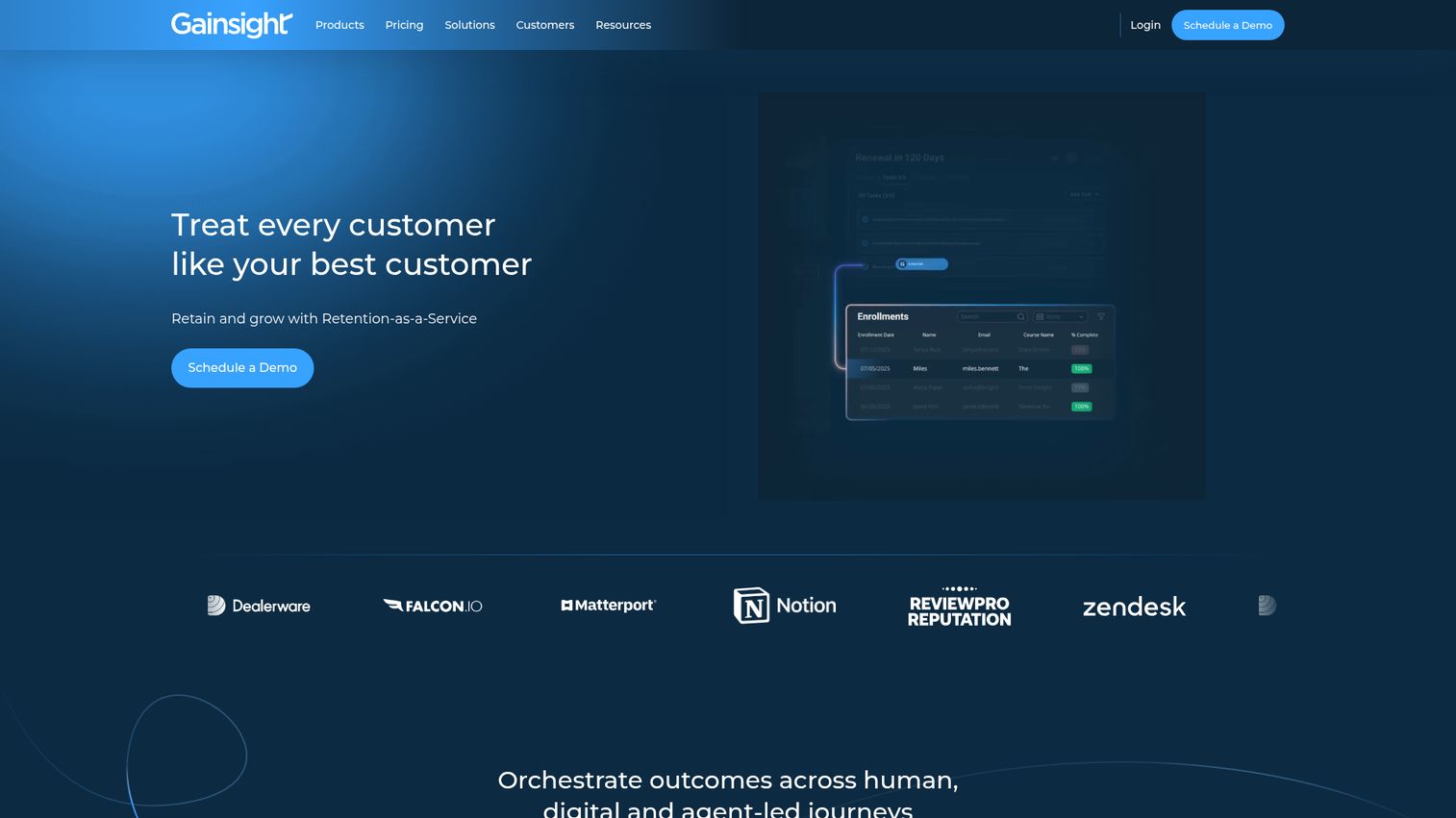 Gainsight homepage screenshot