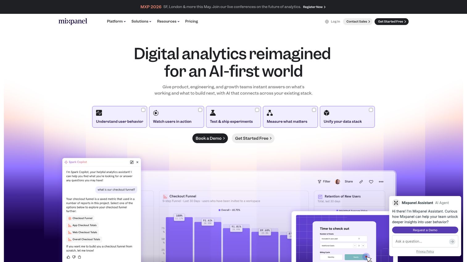 Mixpanel event-based product analytics tool