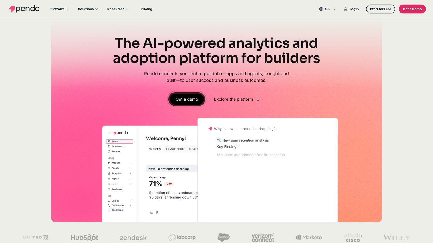 Pendo software adoption platform