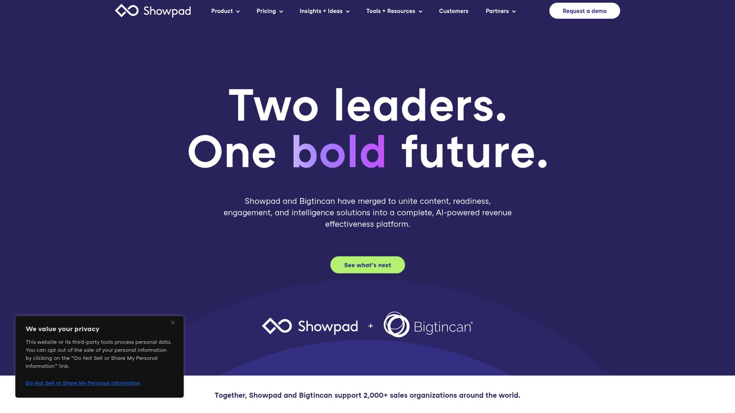 Showpad homepage