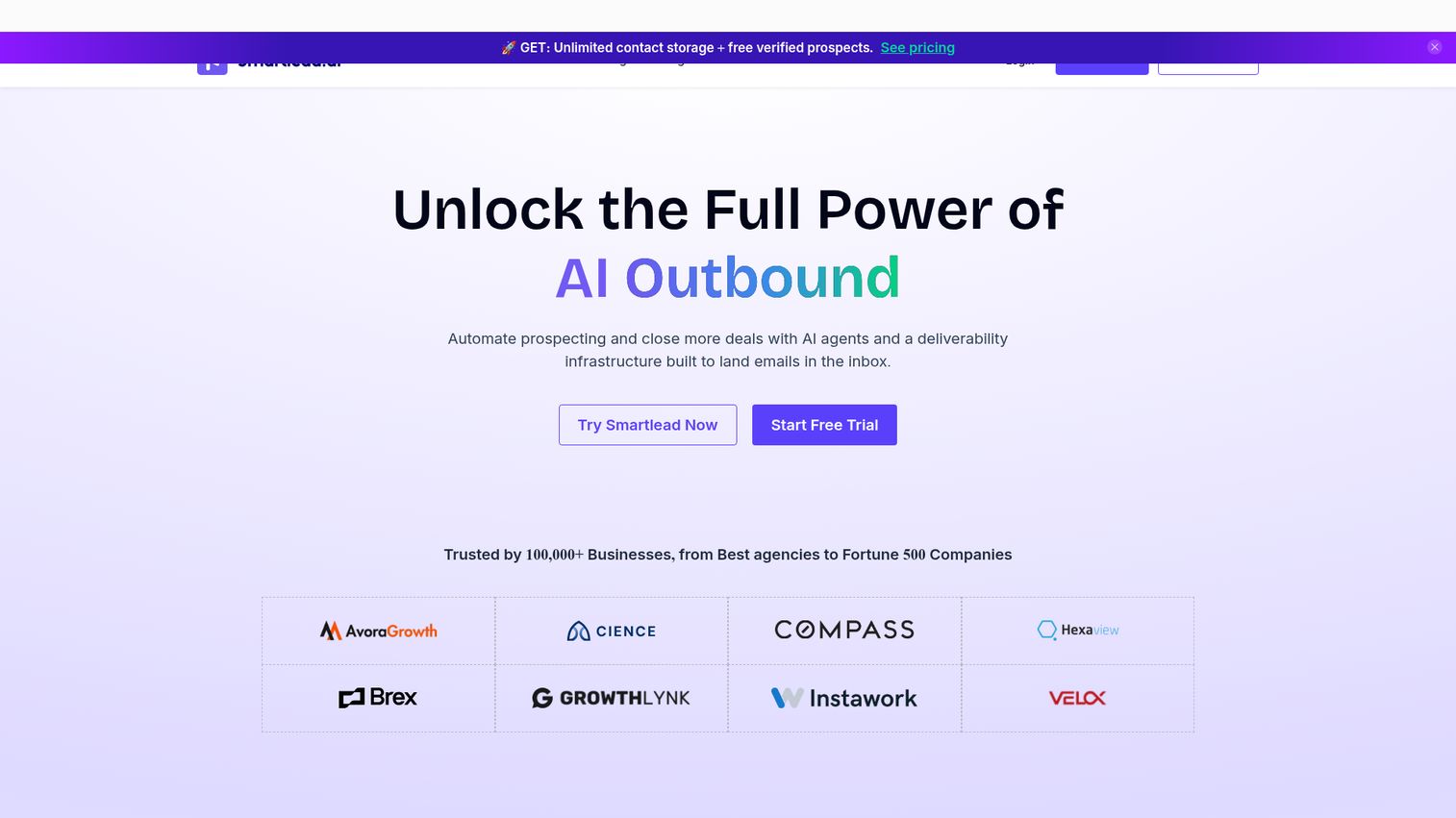 Smartlead homepage