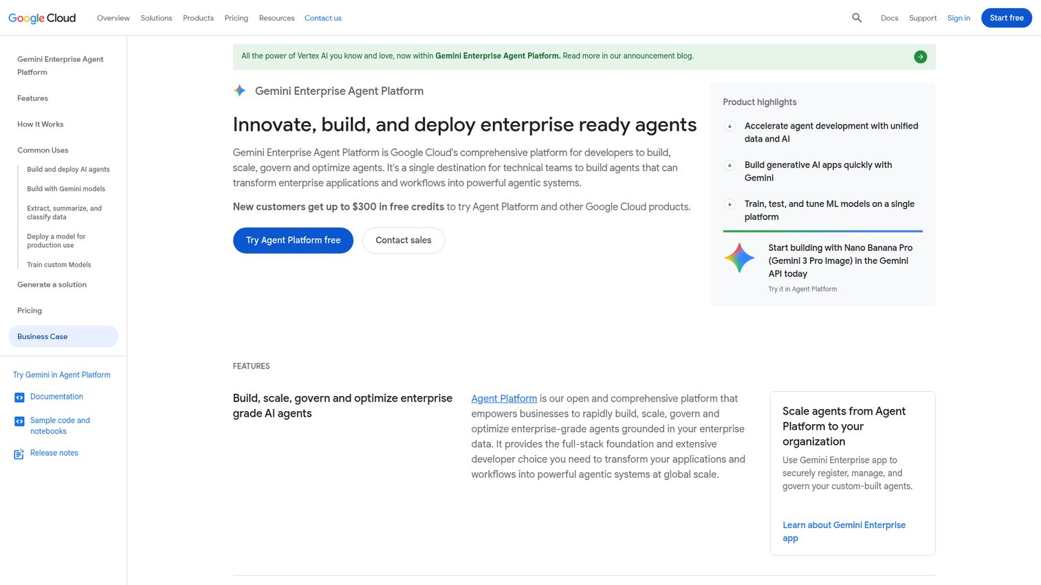 Google Vertex AI machine learning platform homepage