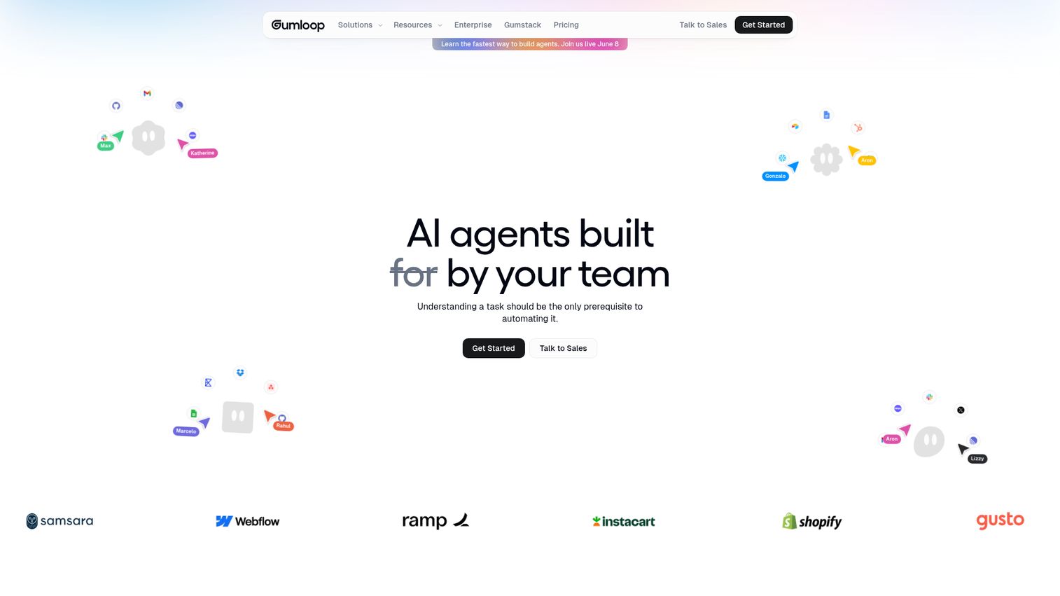 Gumloop AI agent builder homepage