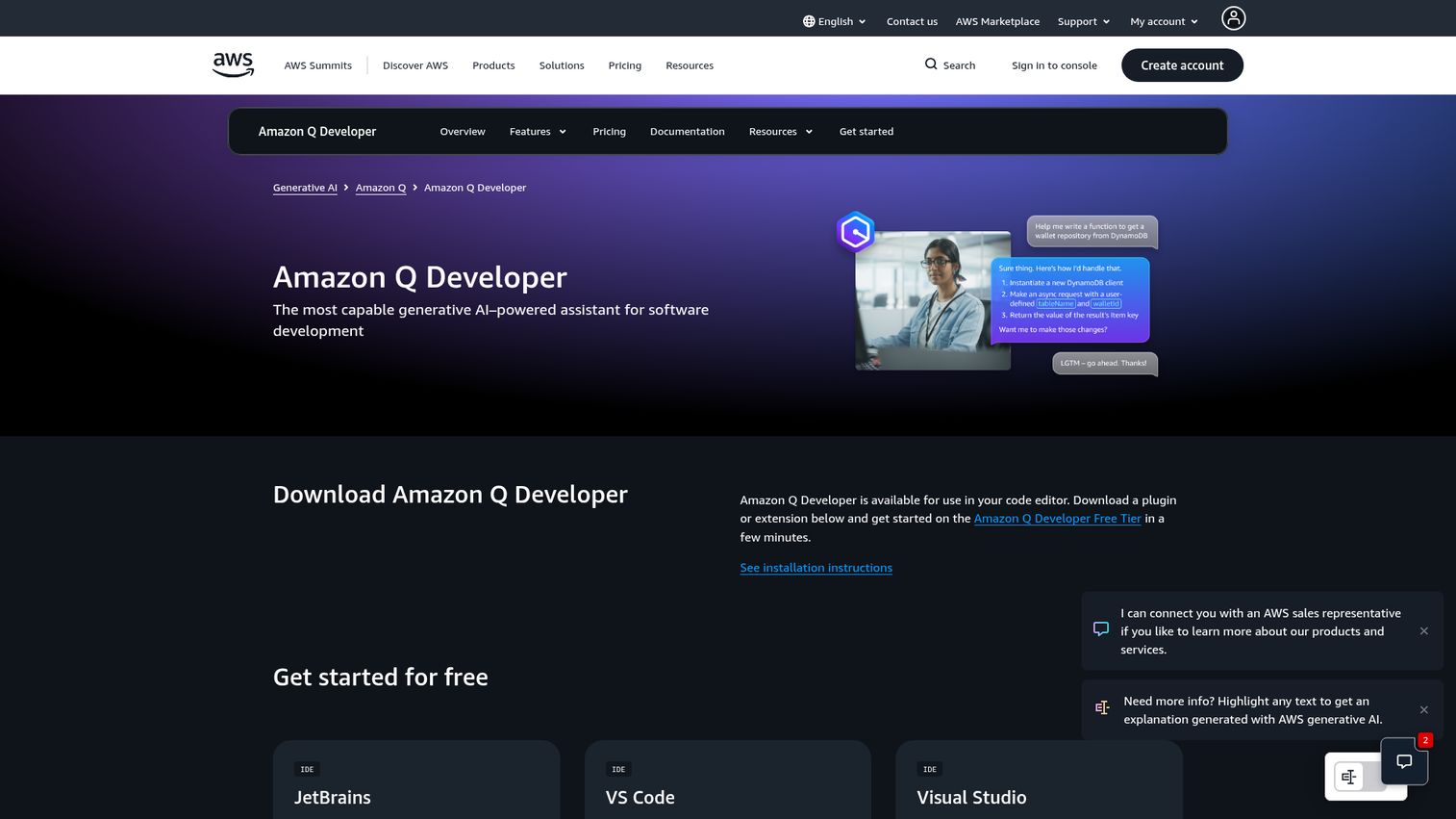 Amazon Q Developer AI coding assistant