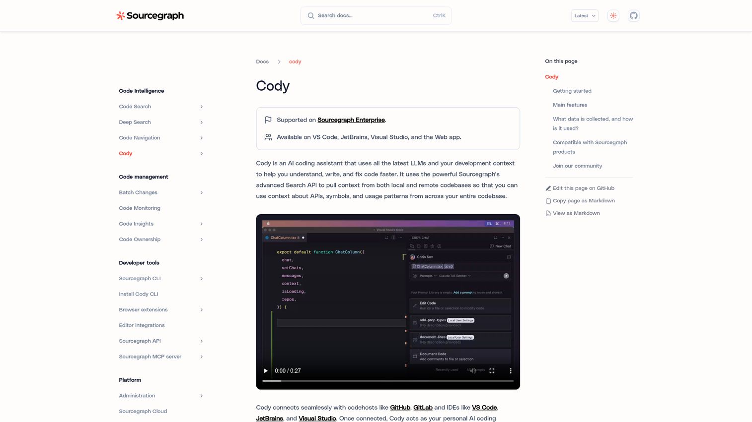 Sourcegraph Cody AI coding assistant