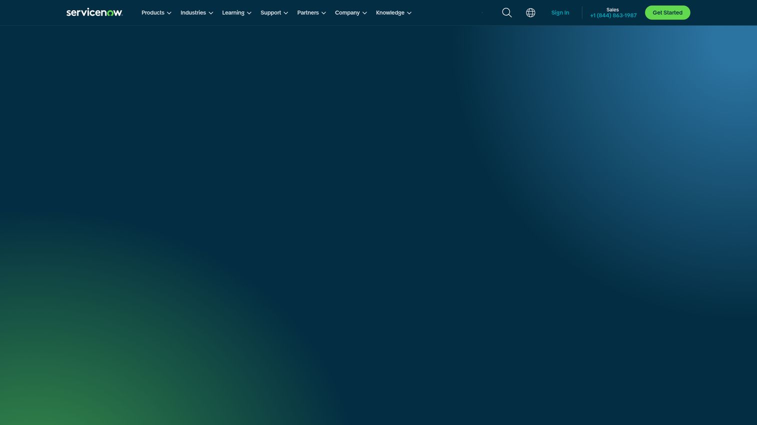 ServiceNow homepage