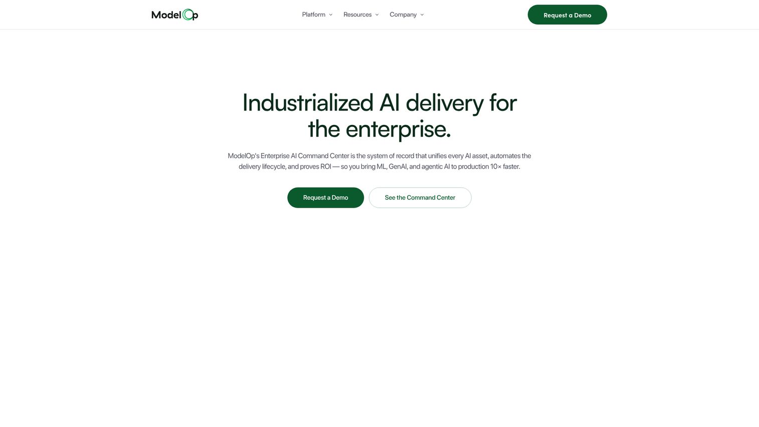 ModelOp Center homepage