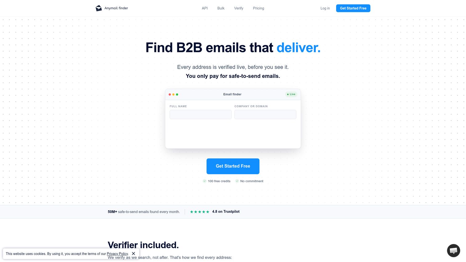 Anymail Finder verified email tool