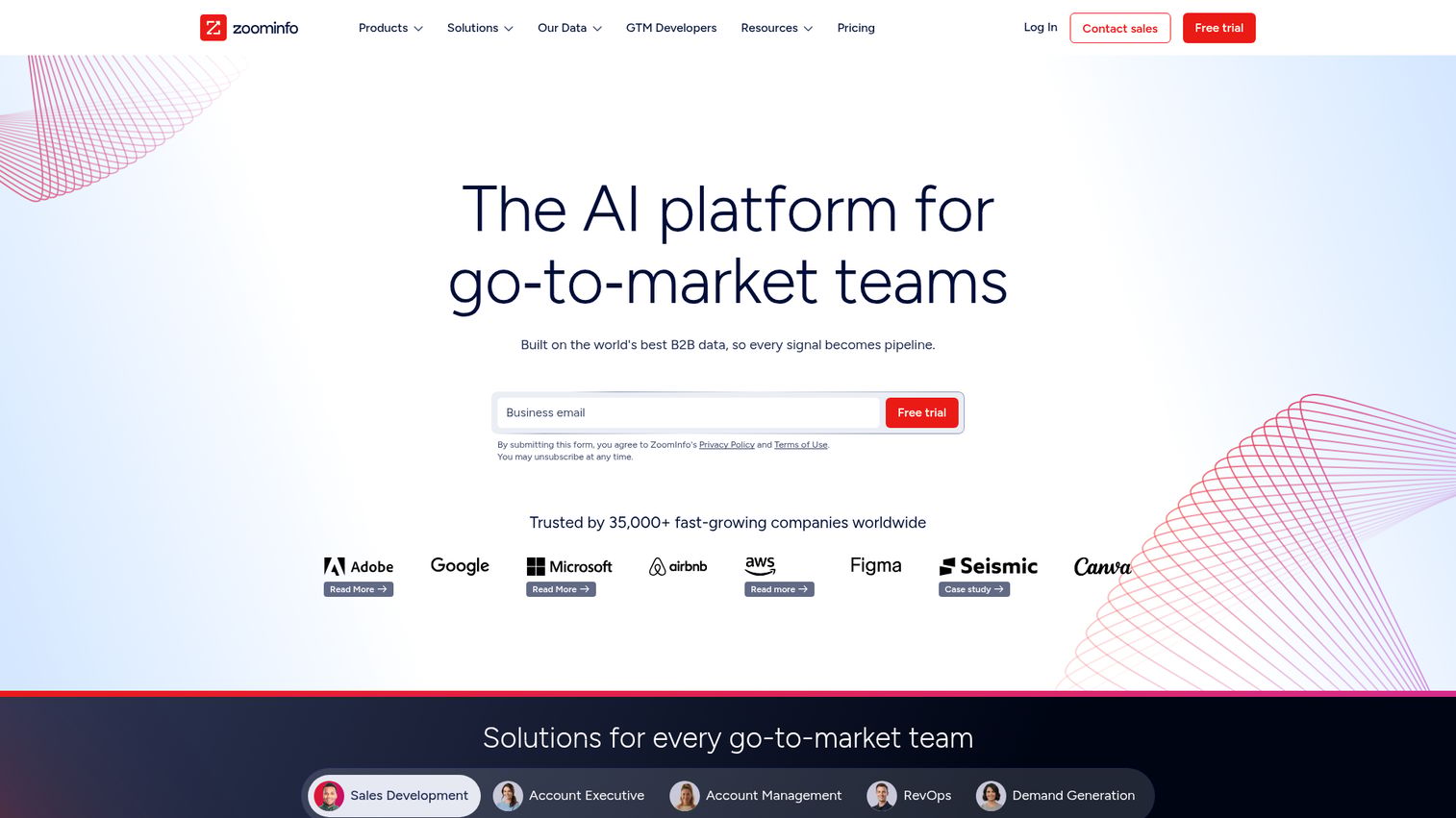 ZoomInfo homepage