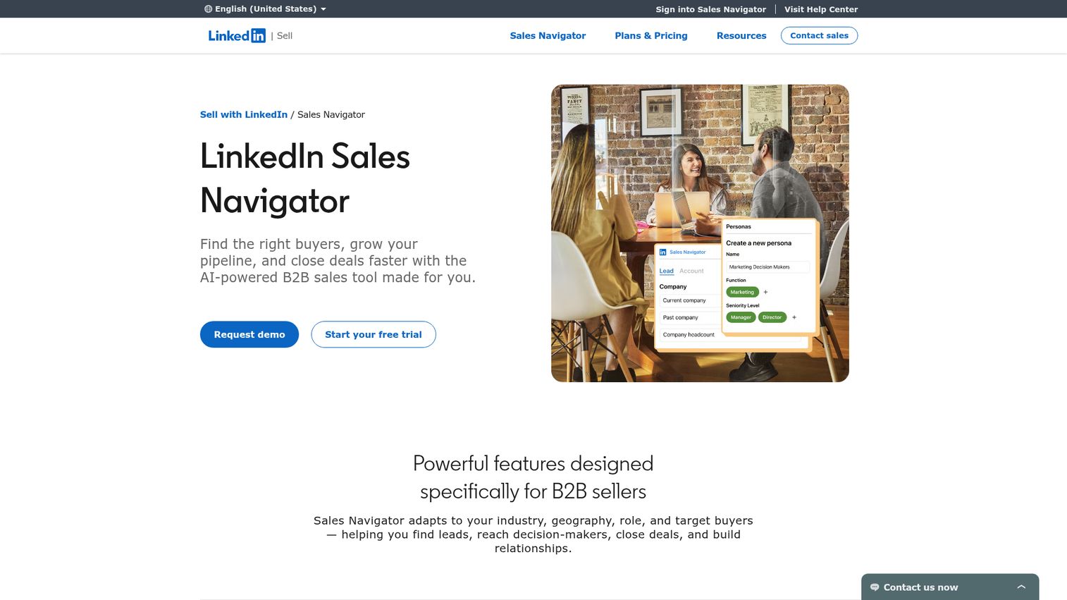 LinkedIn Sales Navigator homepage