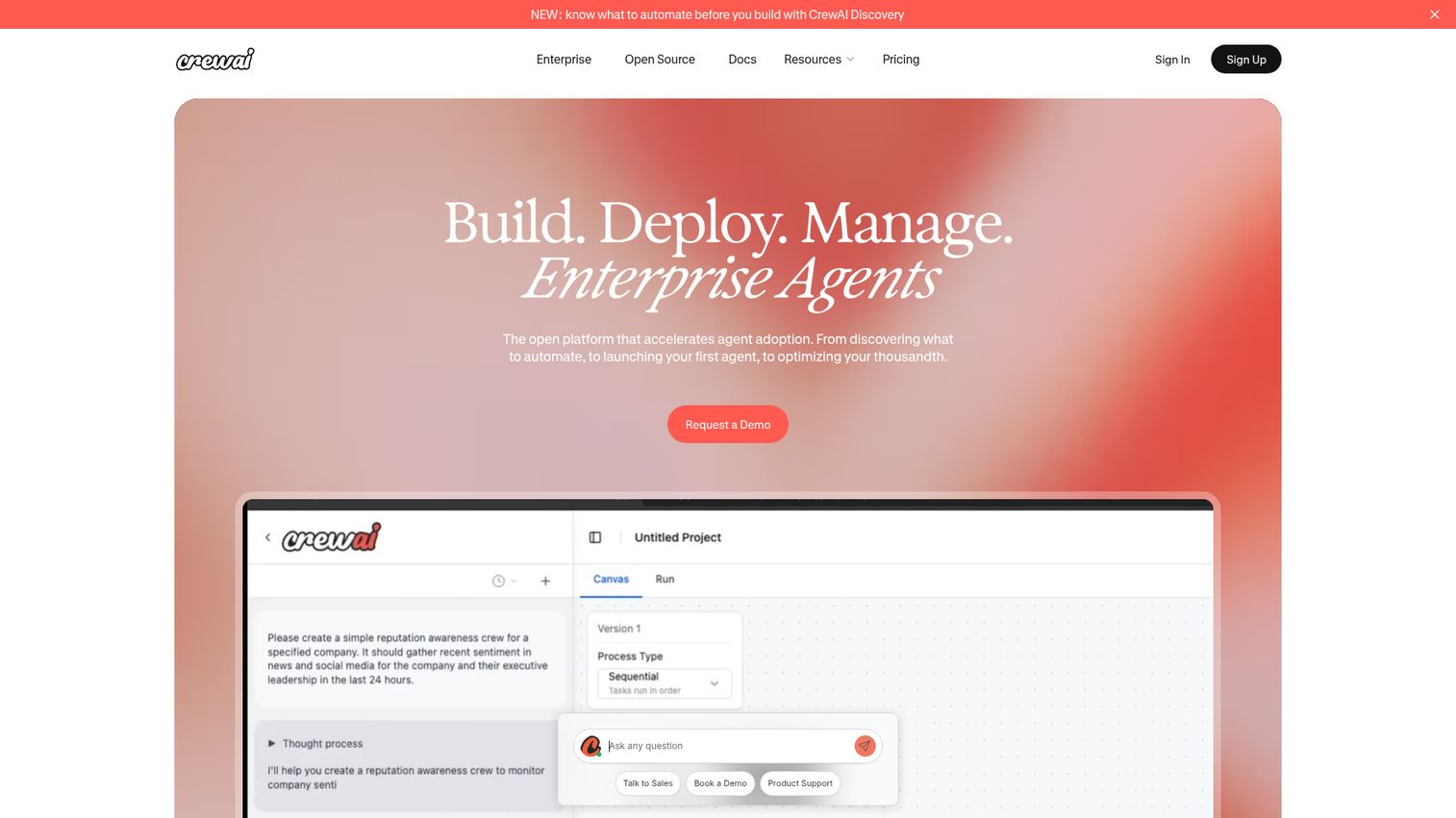 CrewAI homepage