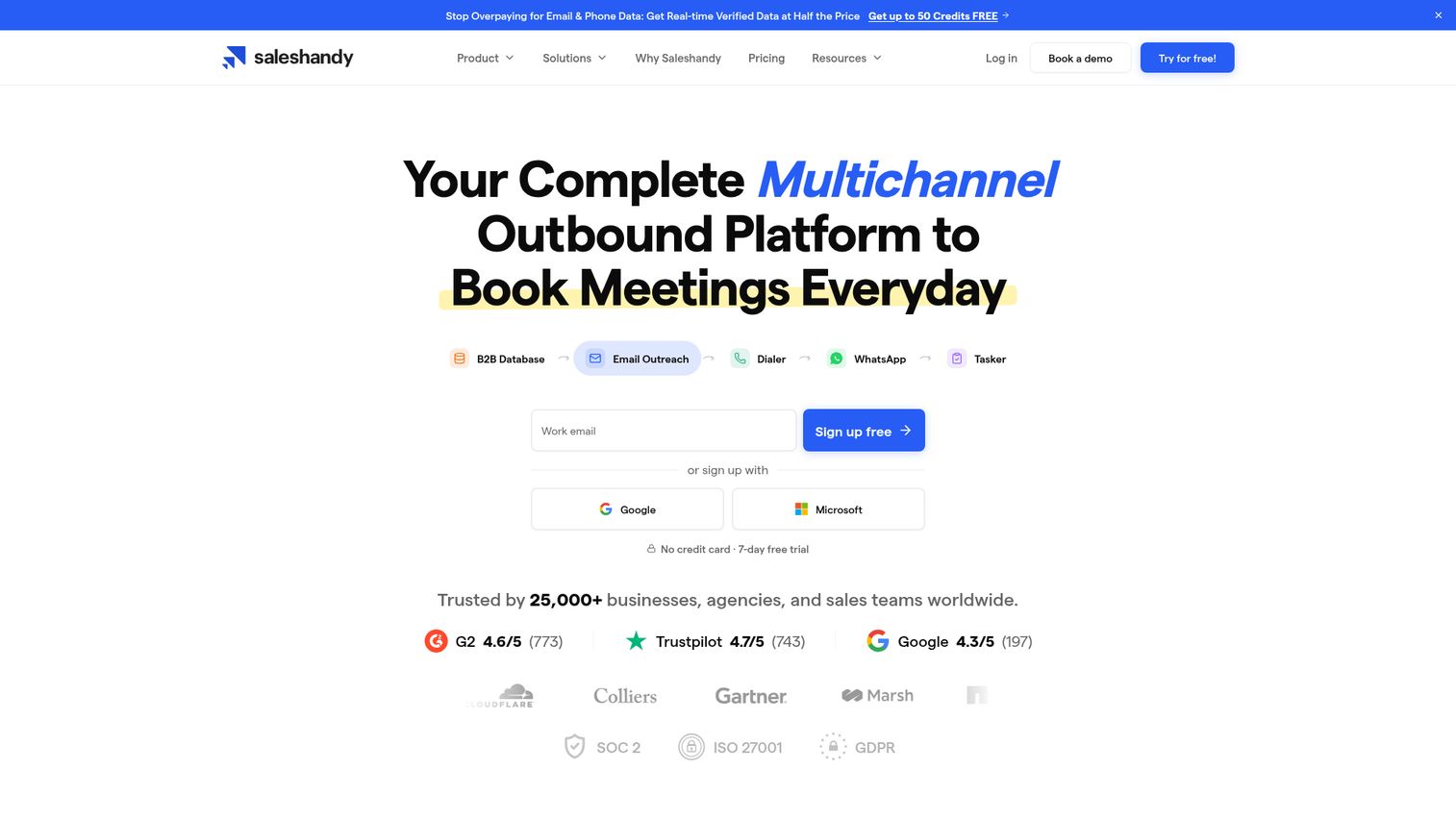 Saleshandy homepage