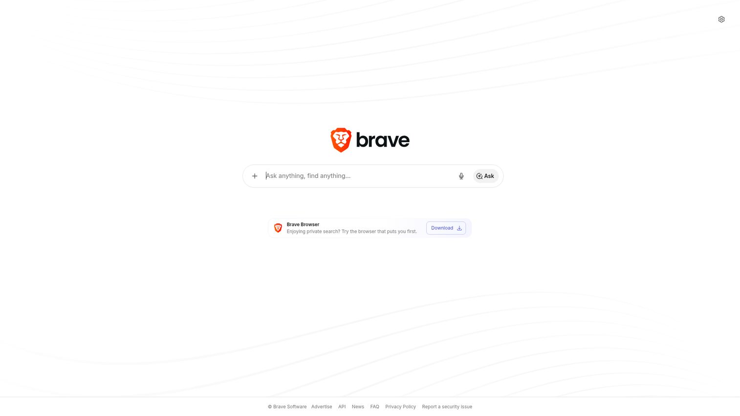 Brave Search homepage