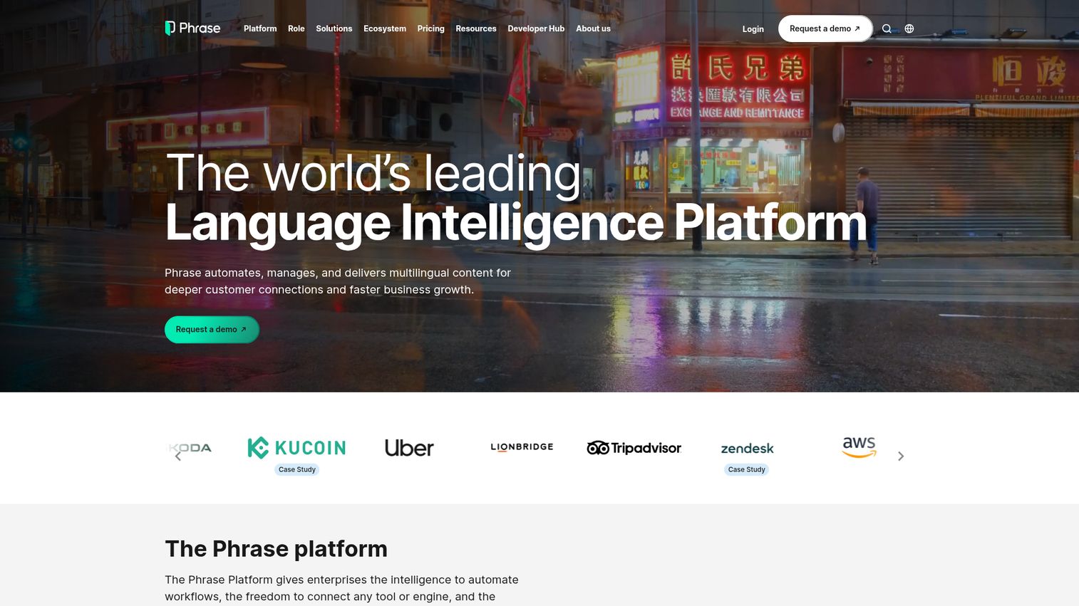 Phrase localization platform homepage