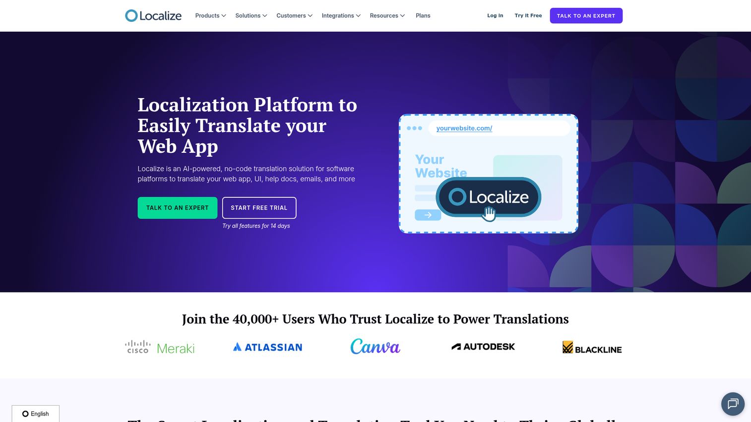 Localize translation platform homepage
