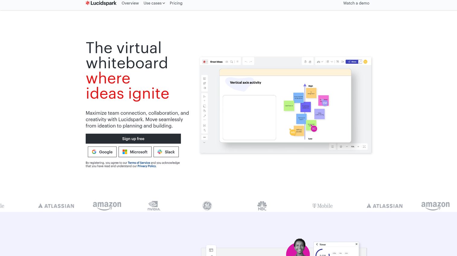 Lucidspark whiteboard software interface