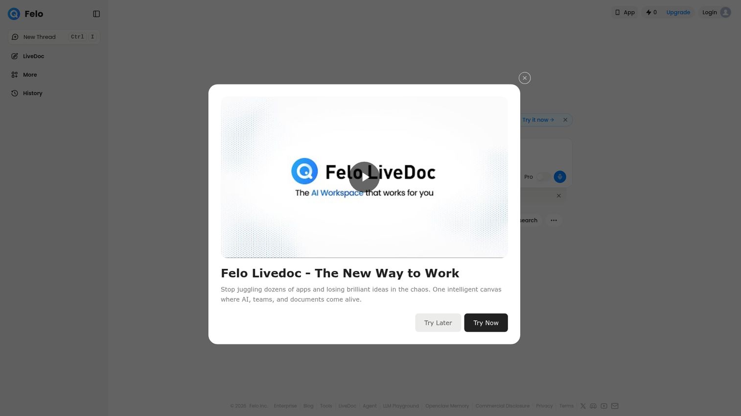 Felo AI homepage