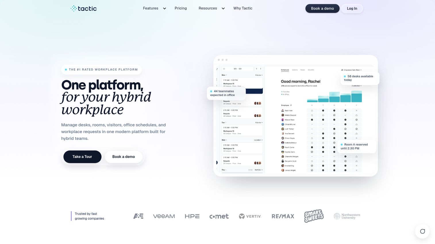 Tactic homepage showing workplace platform