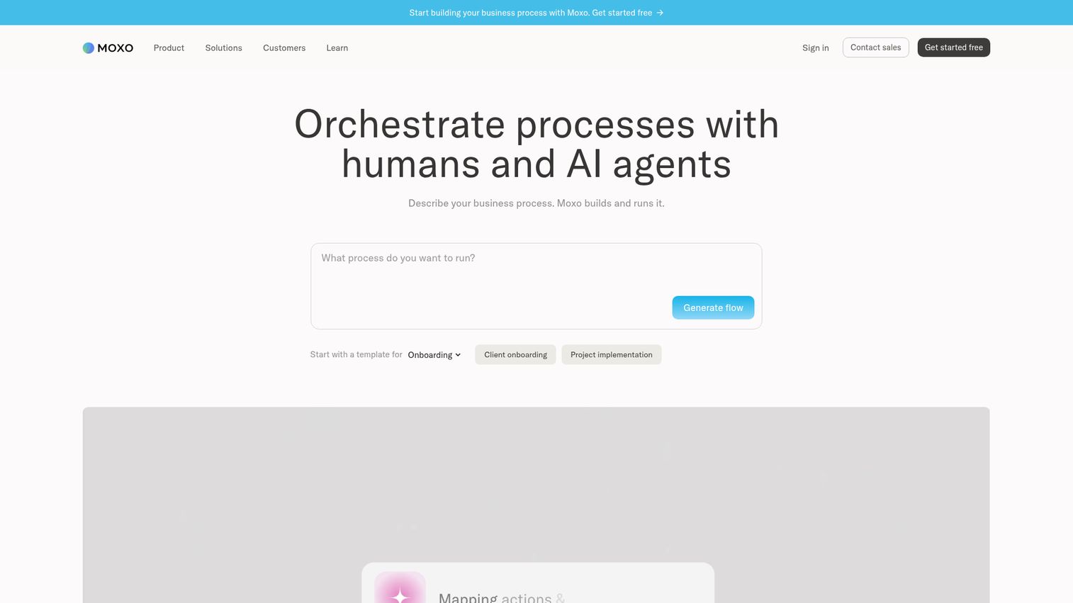 Moxo client portal homepage screenshot