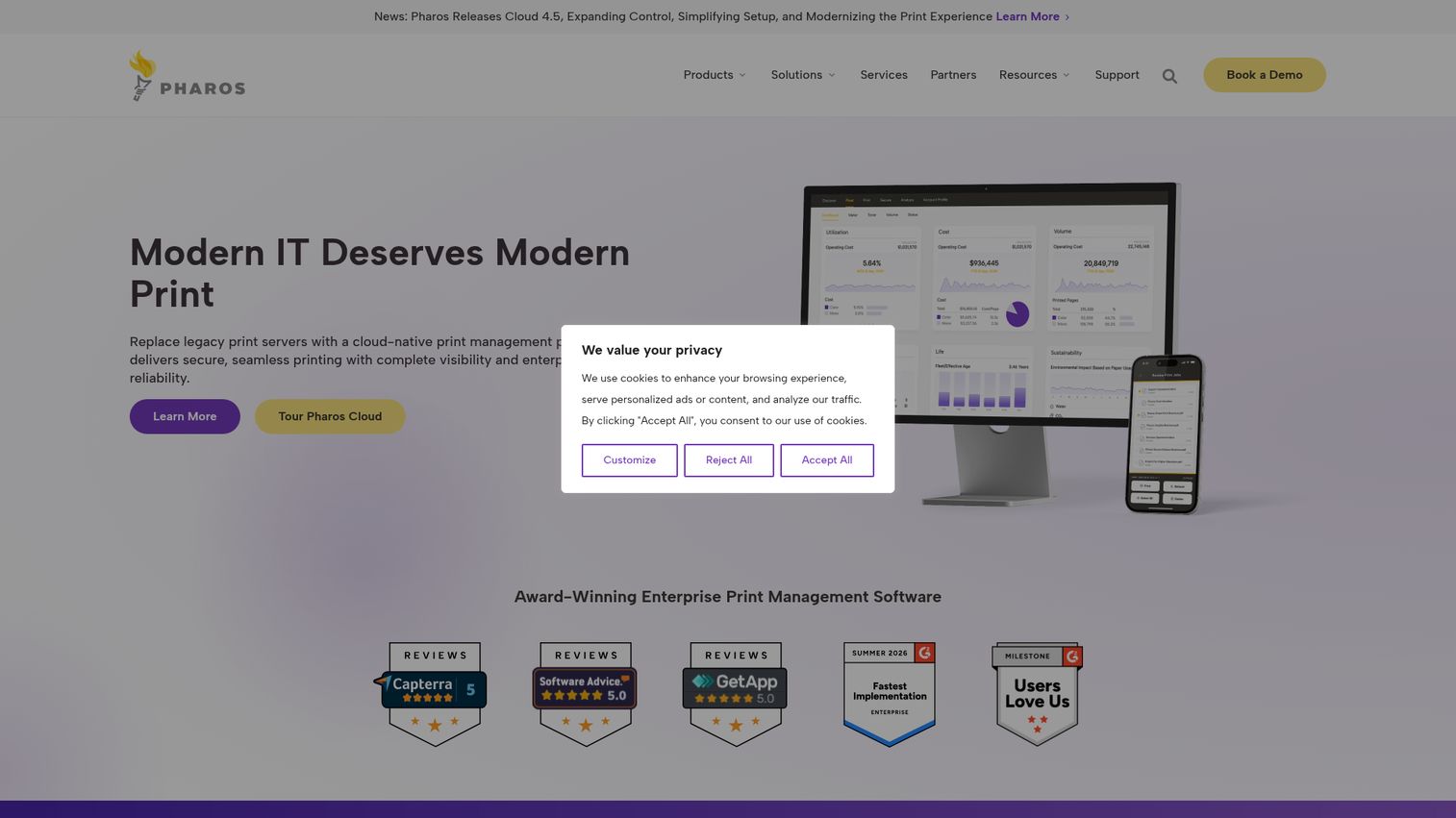 Pharos Cloud homepage