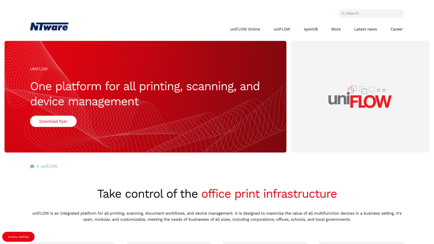 uniFLOW homepage