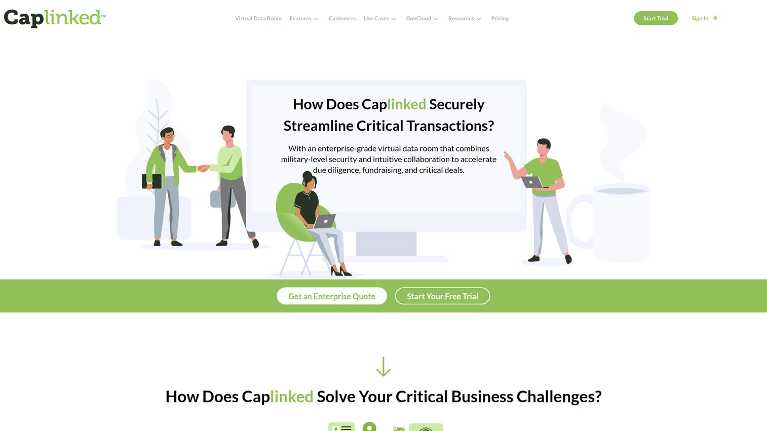 CapLinked virtual data room interface