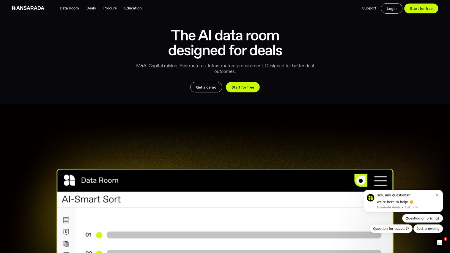Ansarada deal preparation and data room platform