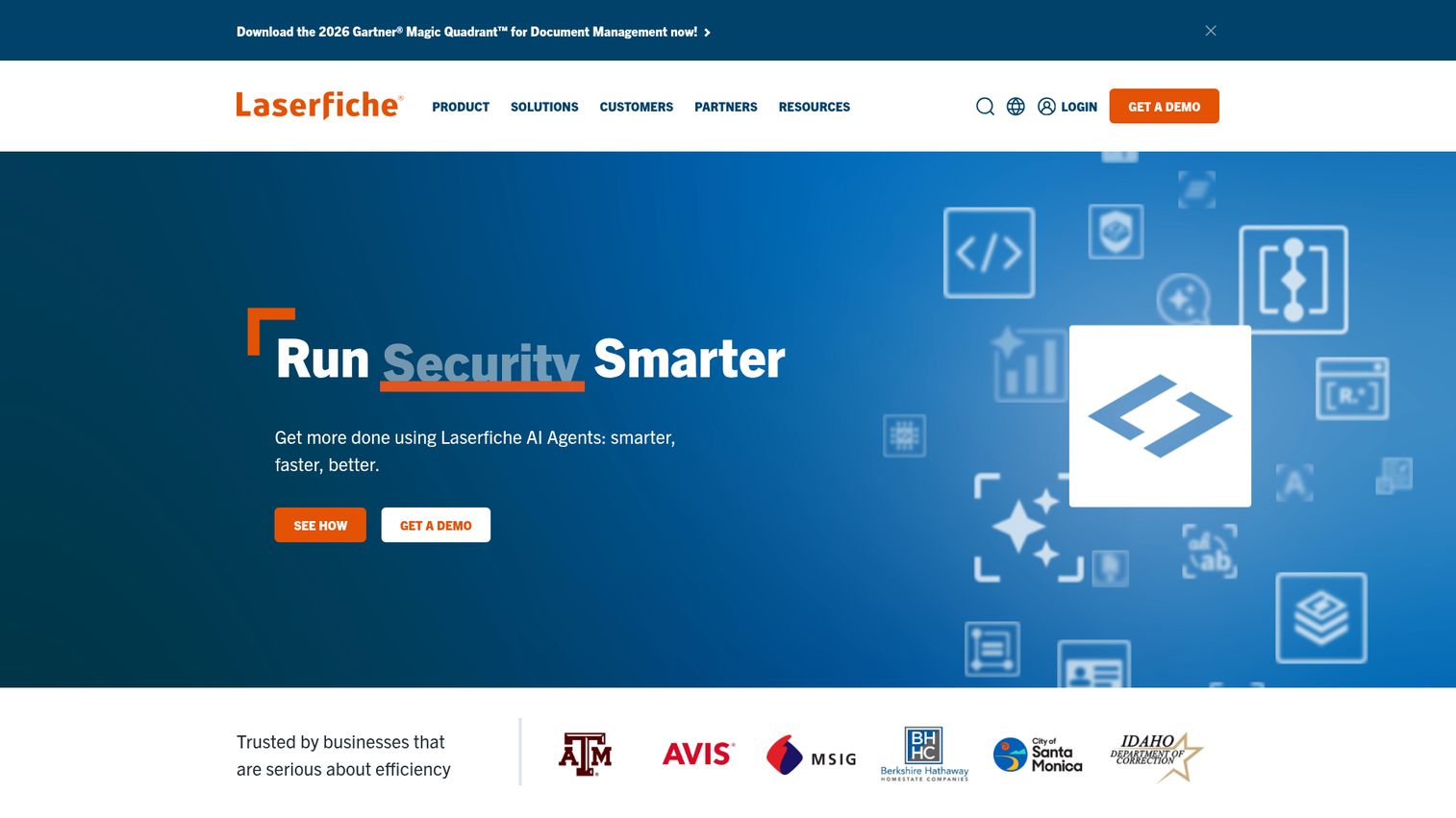 Laserfiche intelligent content platform homepage