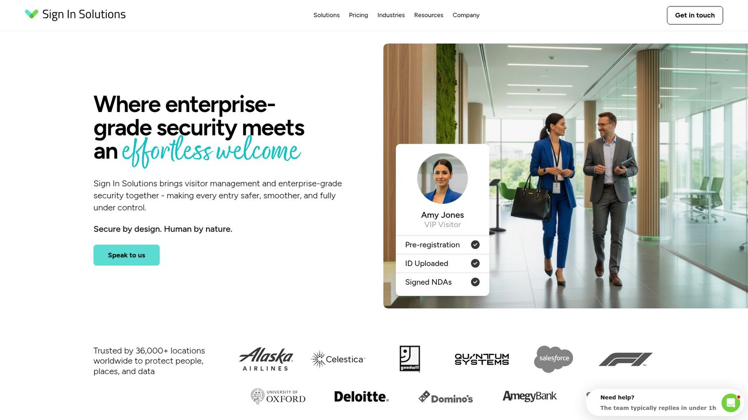 Sign In Solutions enterprise visitor management dashboard
