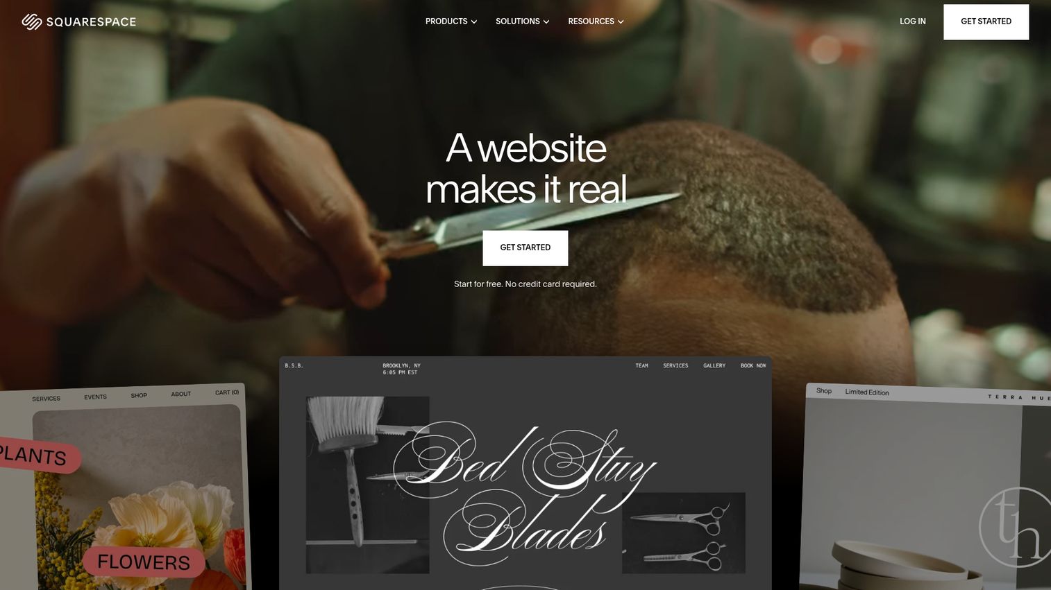 Squarespace homepage screenshot