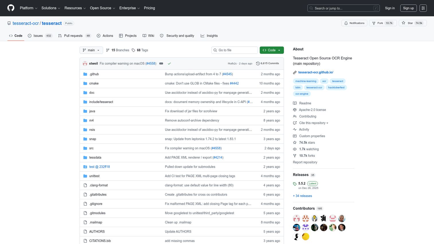 Tesseract OCR screenshot