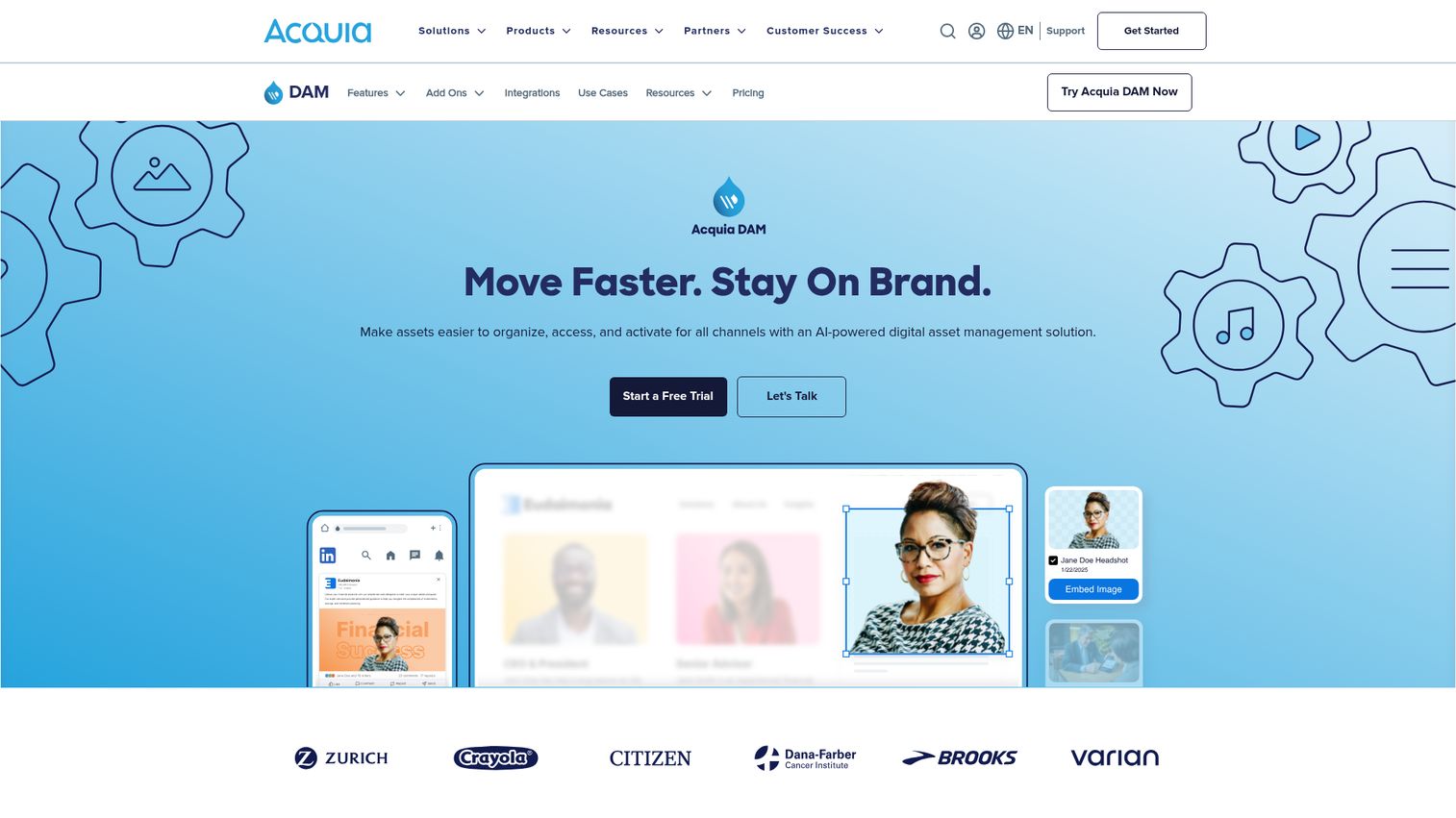 Acquia DAM platform homepage