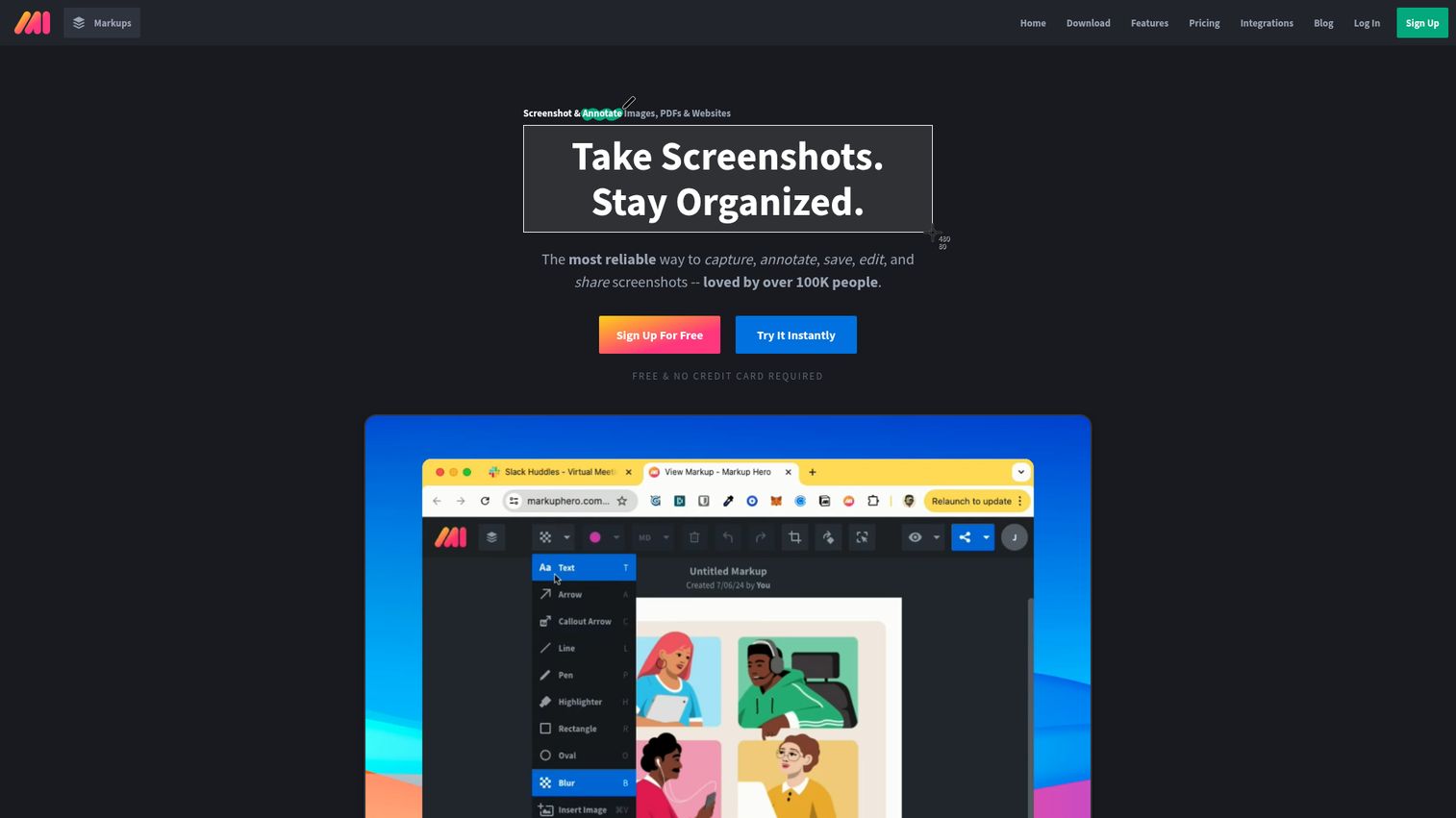 Markup Hero screenshot and annotation tool interface