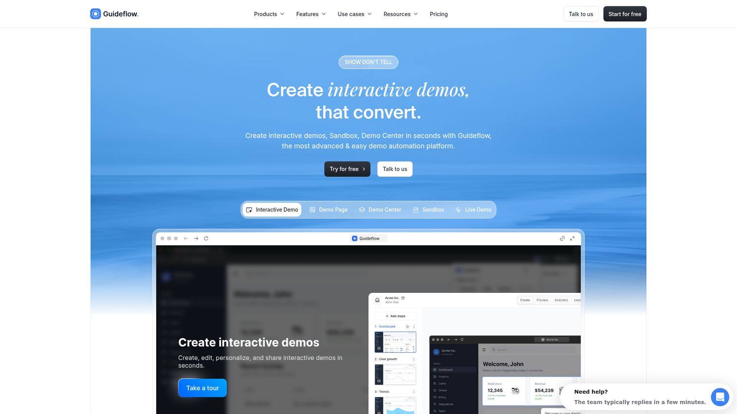 Guideflow interactive demo and annotation builder interface