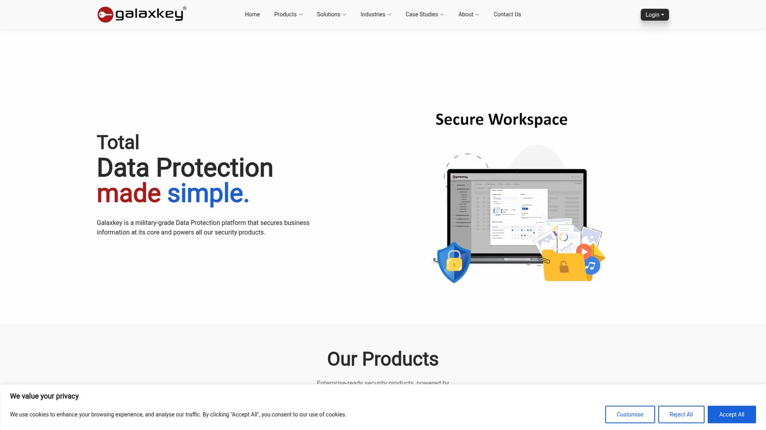 Galaxkey secure files and digital rights management homepage