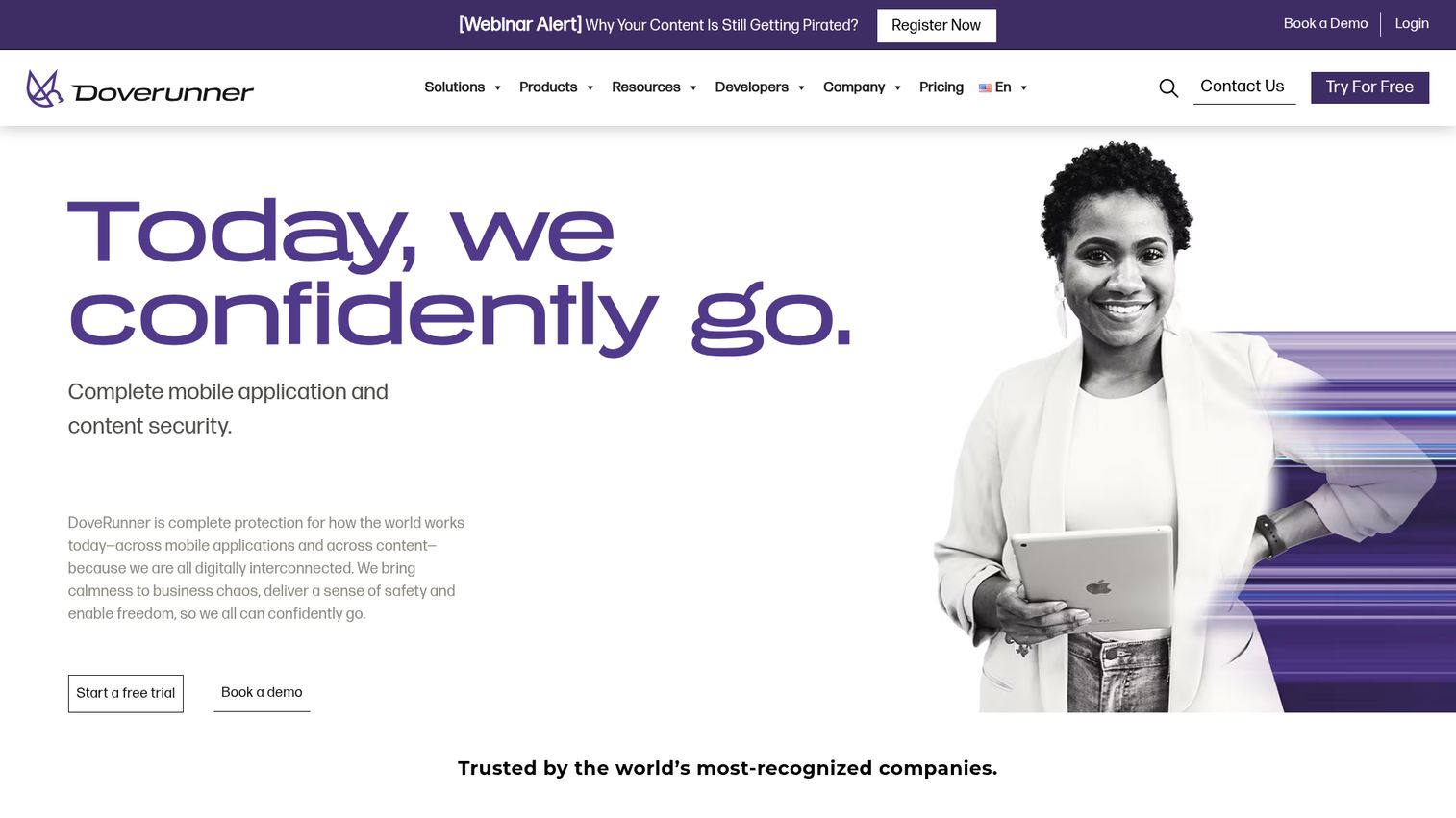 DoveRunner multi-DRM and content security platform homepage