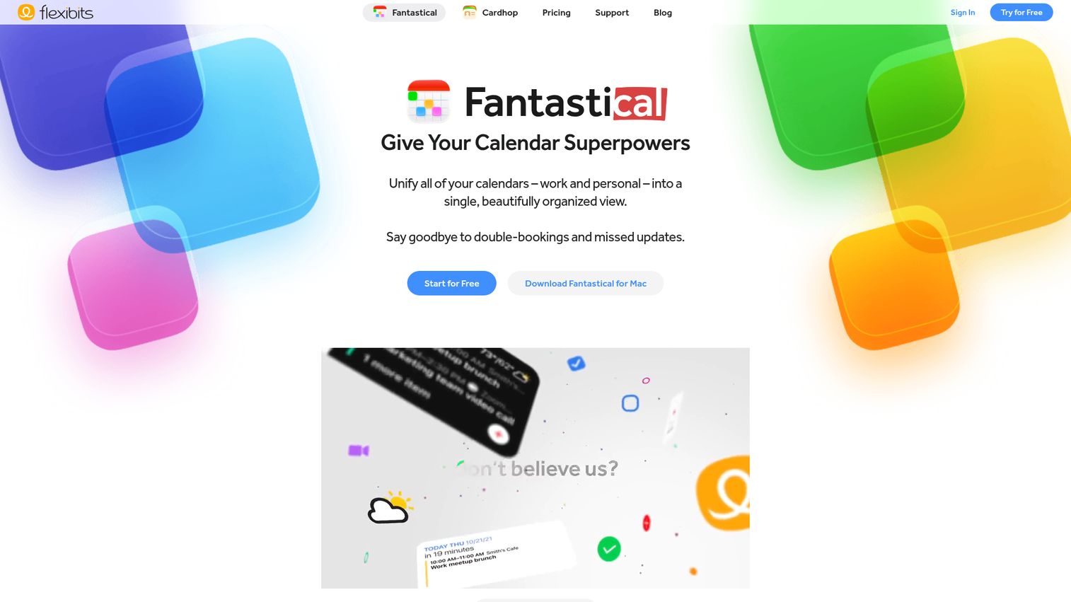 Fantastical Apple-ecosystem calendar with natural-language entry