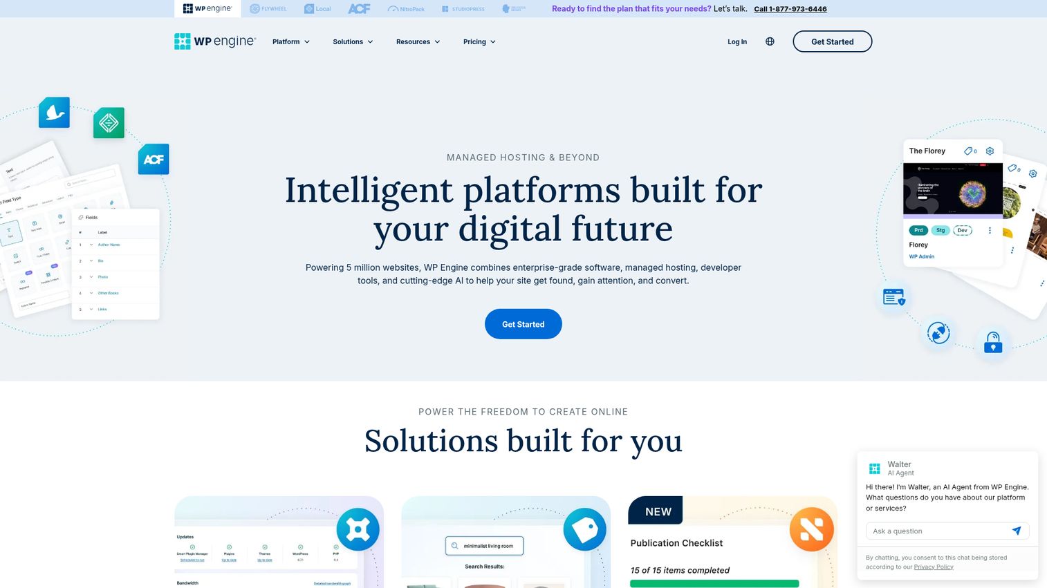 WP Engine managed WordPress hosting dashboard