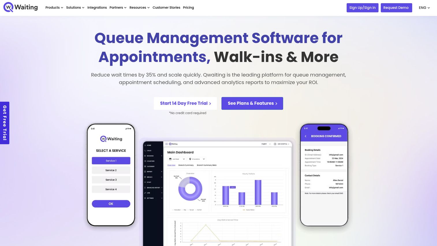 Qwaiting cloud queue management with token generation and signage
